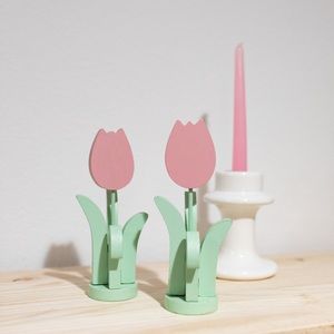 Decorative wooden tulips